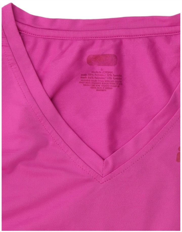 Fila Damen T-Shirt Top UK 12 Mittelrosa Polyester