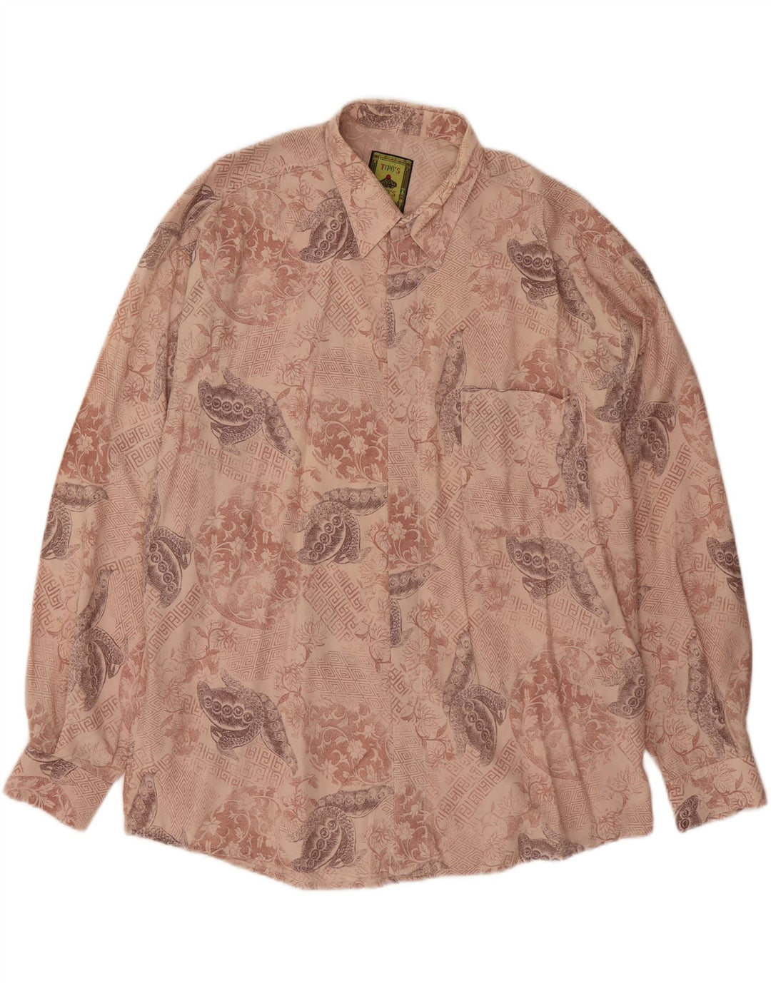 TIPO' S Mens Abstract Pattern Shirt XL Beige Viscose Vintage Tipo' S and Second-Hand Tipo' S from Messina Hembry 
