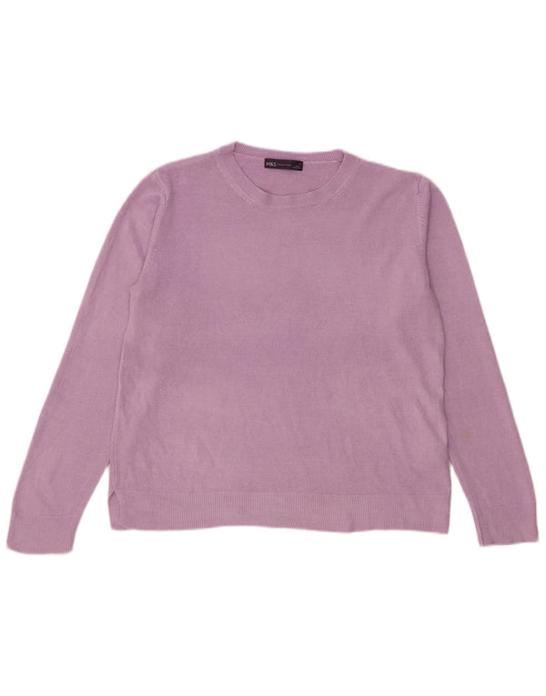 Marks & Spencer Damen-Pullover mit Rundhalsausschnitt, Gr. 14, Größe L, Lila, Acryl