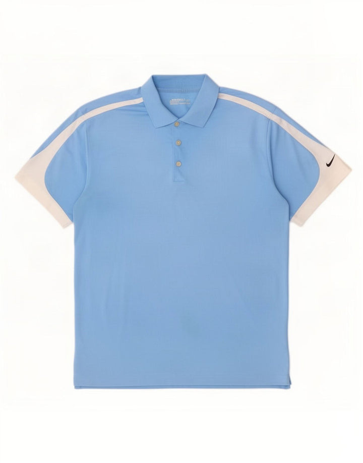 Nike Herren-Poloshirt, großes blaues Colourblock-Polyester
