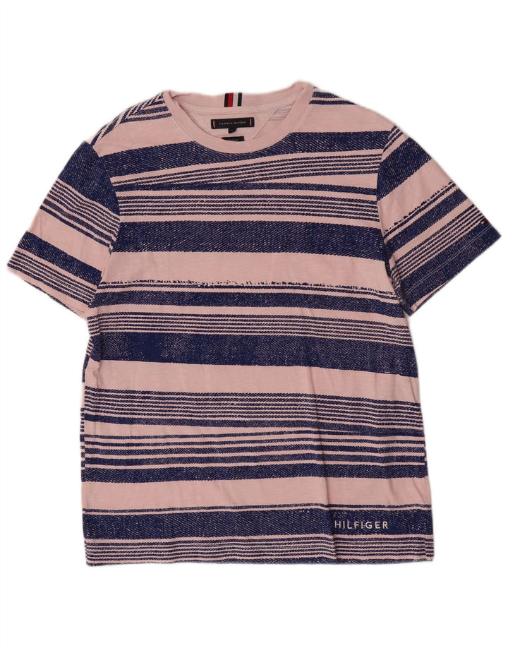 Tommy Hilfiger Herren-T-Shirt mit normaler Passform, Mittelrosa gestreift