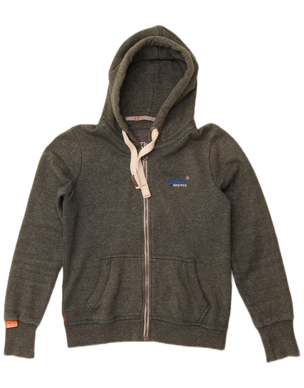 SUPERDRY Herren-Kapuzenpullover mit Reißverschluss, mittlere Khaki-Baumwolle
