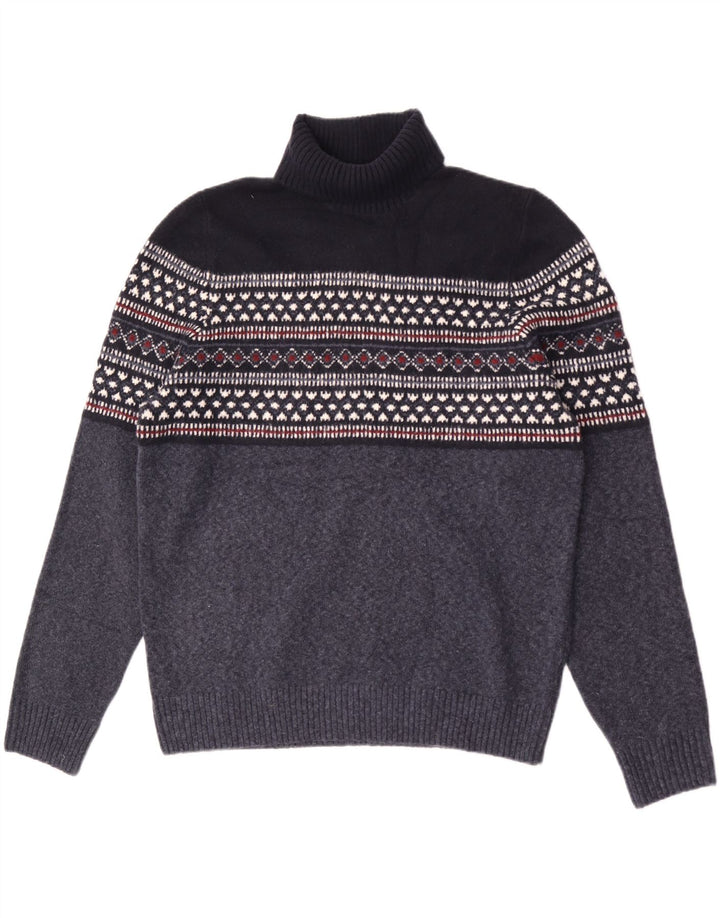 Marks & Spencer Herren-Pullover mit Rollkragen, XL, Marineblau, geometrisch