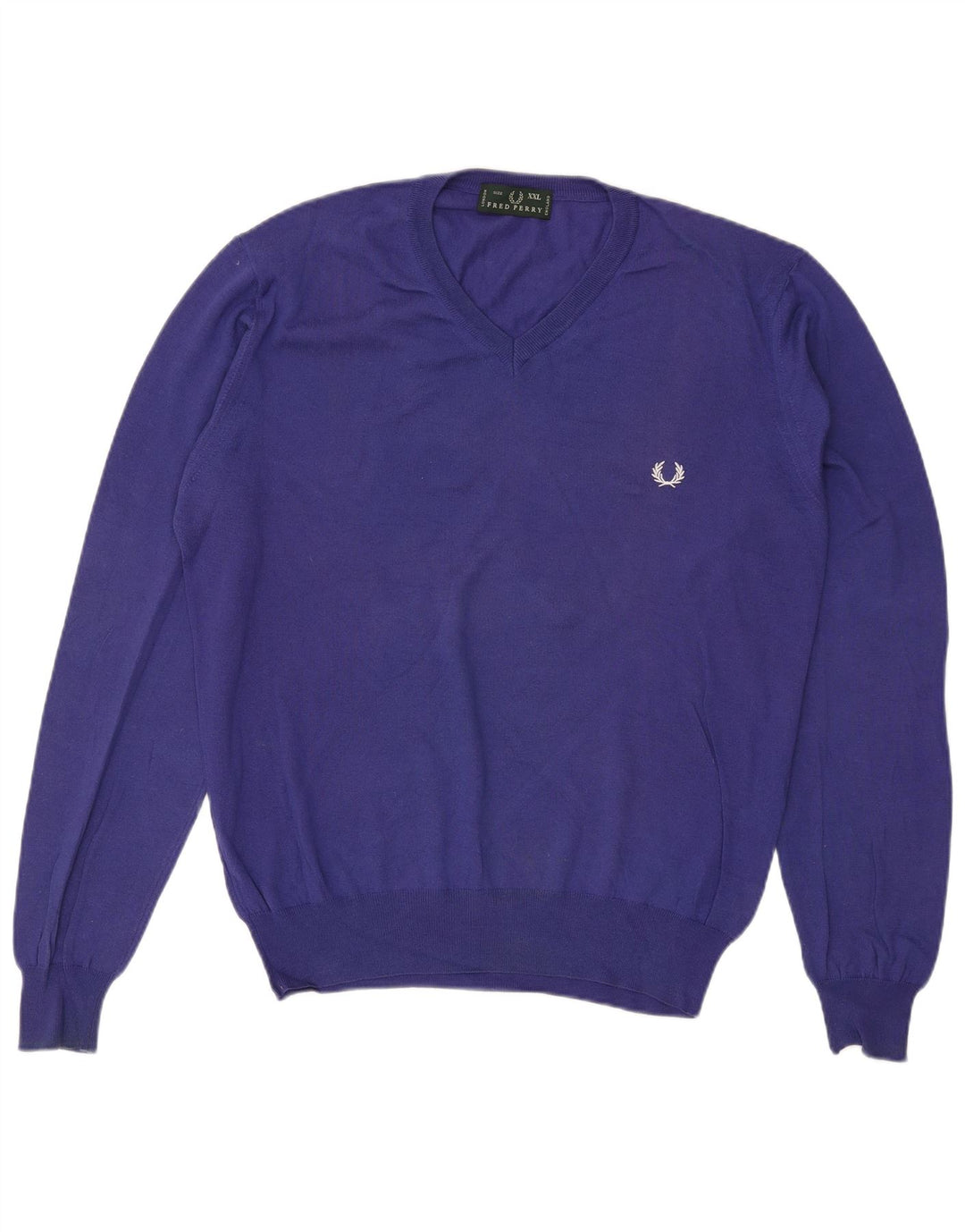 Fred Perry Herren V-Ausschnitt Pullover Pullover 2XL Lila Baumwolle