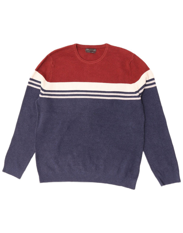 Marks & Spencer Herren-Pullover mit Rundhalsausschnitt, XL, Marineblau, Farbblock