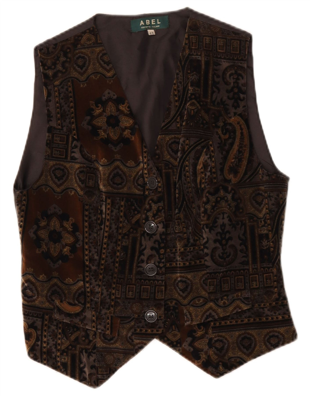 Abel Damen Samtweste IT 42 Mittelbraun Paisley