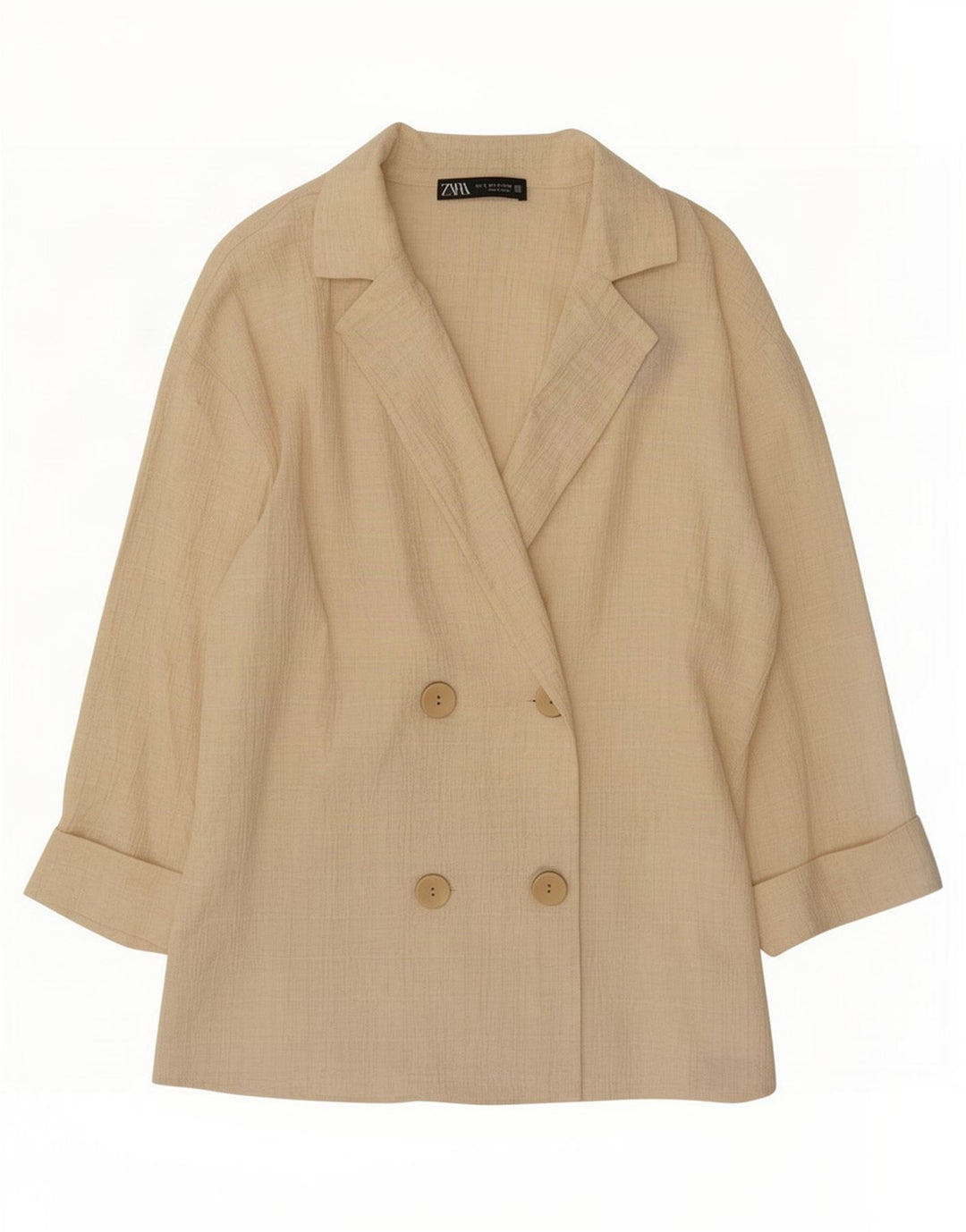 Zara Damen Übergroße zweireihige Blazerjacke UK 10 Small Beige
