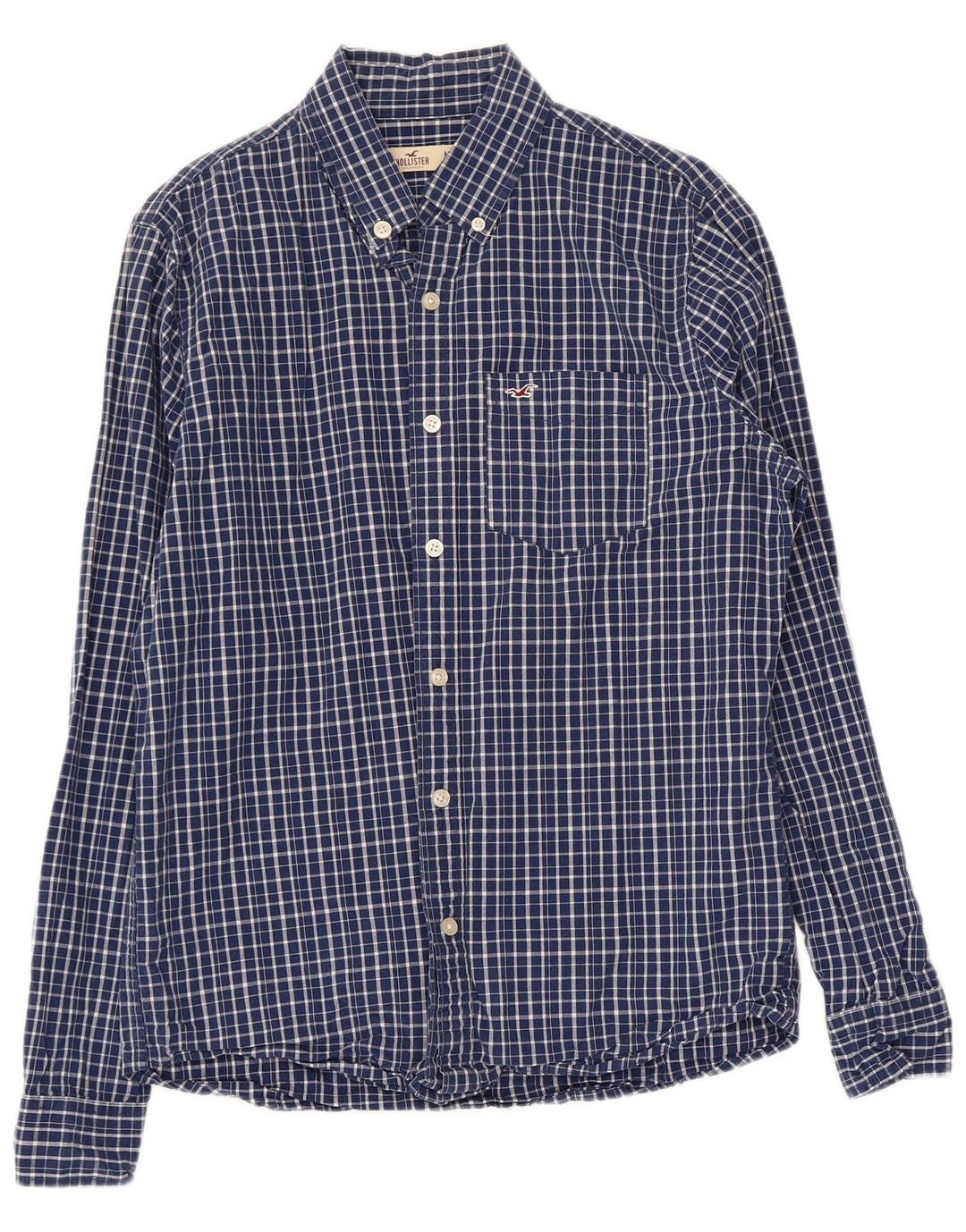 HOLLISTER Mens Shirt Medium Navy Blue Check Cotton