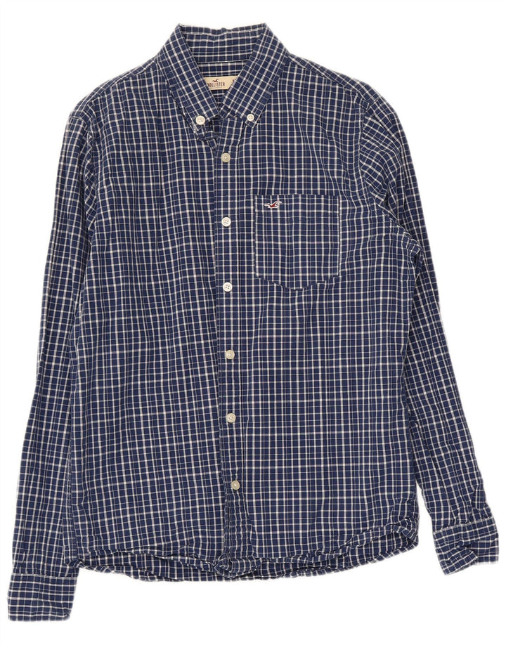 HOLLISTER Mens Shirt Medium Navy Blue Check Cotton