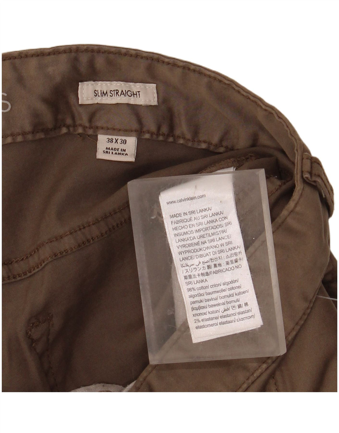 CALVIN KLEIN Herren Slim Straight Casual Hose W38 L30 Beige Baumwolle