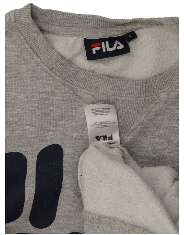 Fila Herren-Sweatshirt mit Grafik, groß, grau gesprenkelte Baumwolle