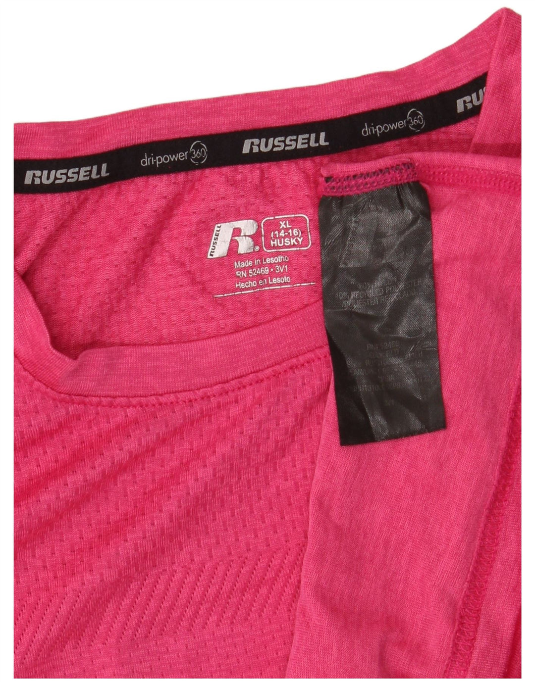 Russell Athletic Husky-T-Shirt-Oberteil für Mädchen, 14–15 Jahre, XL, rosa Nylon