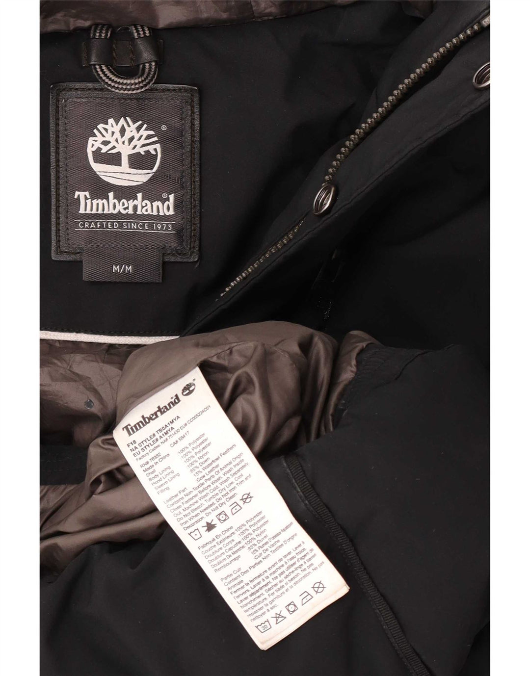 Timberland Herren-Jacke mit Kapuze, gepolstert, UK 38, Mittelschwarz, Polyester