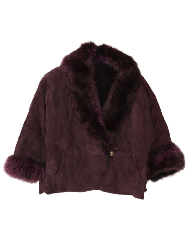 Vintage Damen 3/4 Ärmel übergroße Jacke IT 42 Mittellila