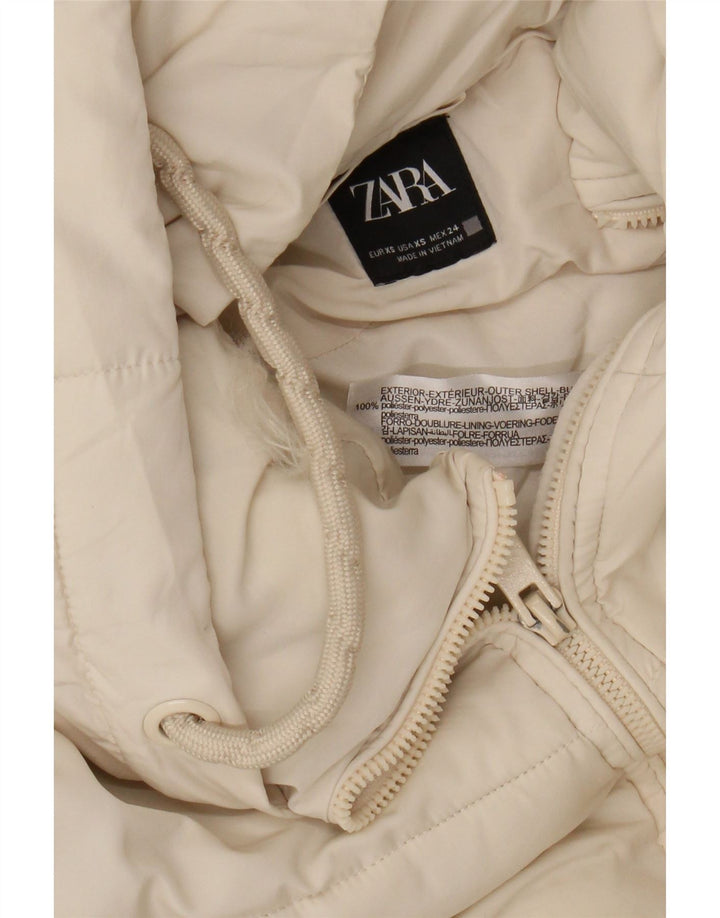 Zara Damen-Jacke mit Kapuze, übergroß, wattiert, UK 6, XS, gebrochenes Weiß, Polyester