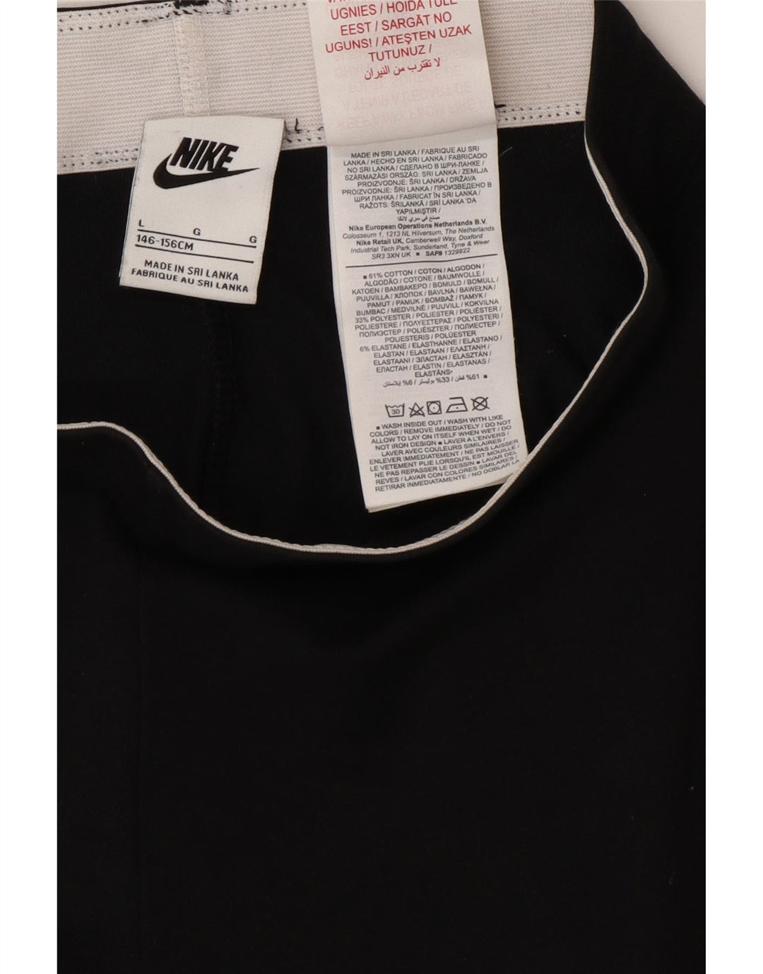NIKE Mädchen-Leggings, 12–13 Jahre, groß, schwarze Baumwolle