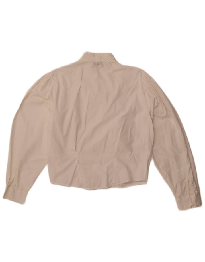 Enara Camice Damen Crop Shirt Bluse UK 14 Mittelweiße Baumwolle