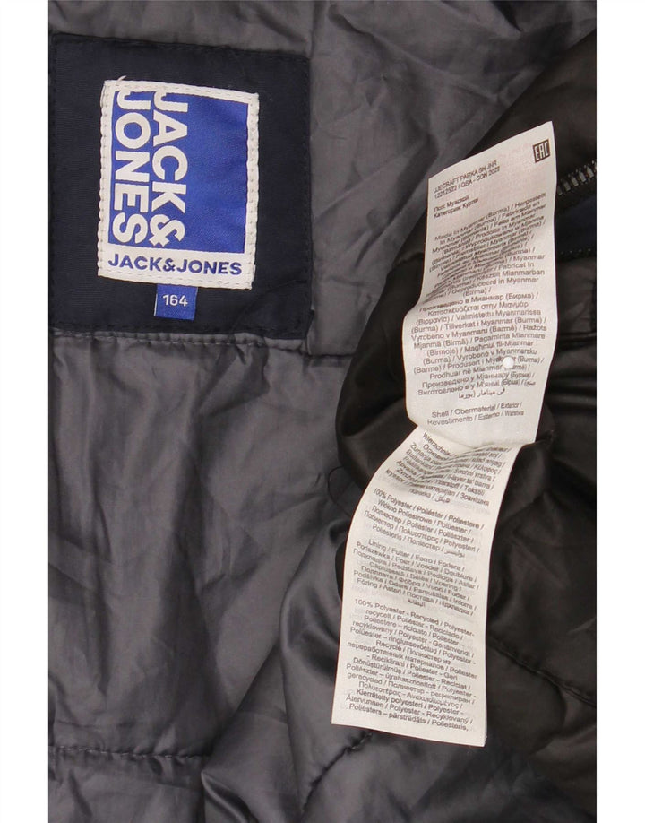 Jack & Jones Wattierter Jungenmantel mit Kapuze, 13–14 Jahre, Marineblau, Polyester