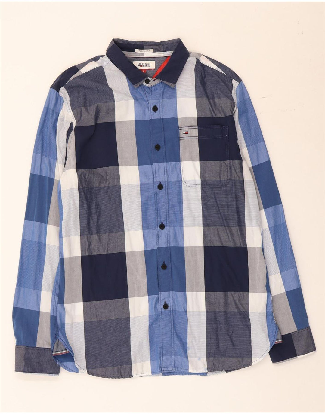 Tommy Hilfiger Herren-Hemd mit normaler Passform, groß, blau, kariert, Baumwolle