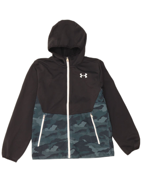 Under Armour Jungen-Kapuzenpullover mit Reißverschluss, 11–12 Jahre, groß, schwarze Tarnung