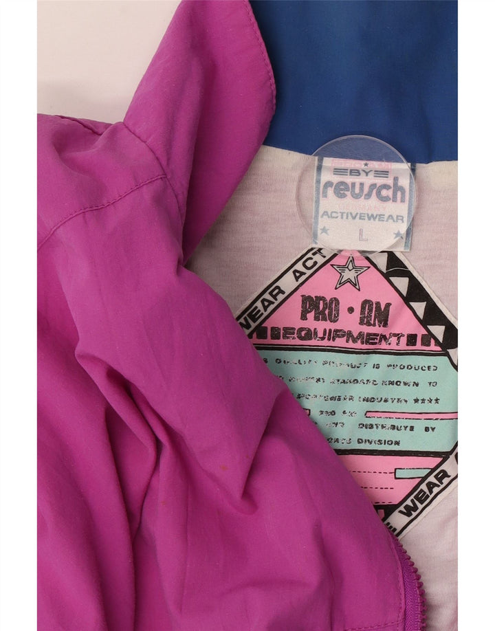 Reusch Herren-Trainingsanzug-Top-Jacke, großes rosafarbenes Farbblock-Polyester