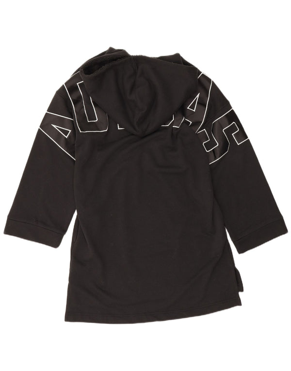Adidas Damen Graphic Oversized Hoodie Kleid UK 10 Small Schwarz Baumwolle