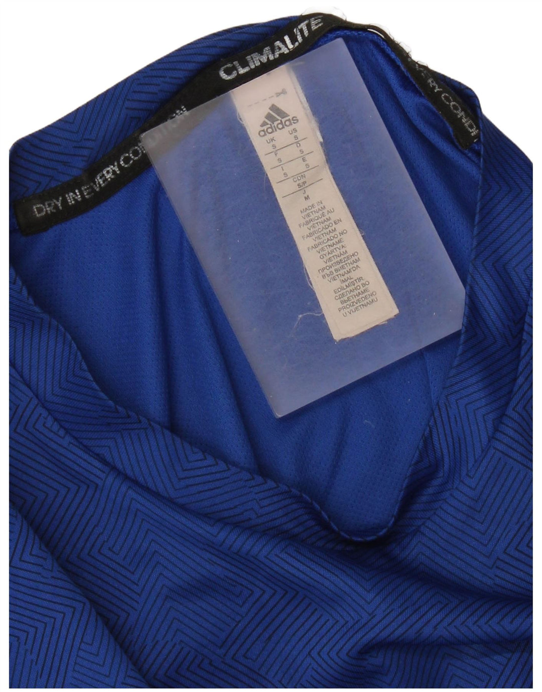 Adidas Damen Climalite T-Shirt Top Small Blau Geometrisch Polyester
