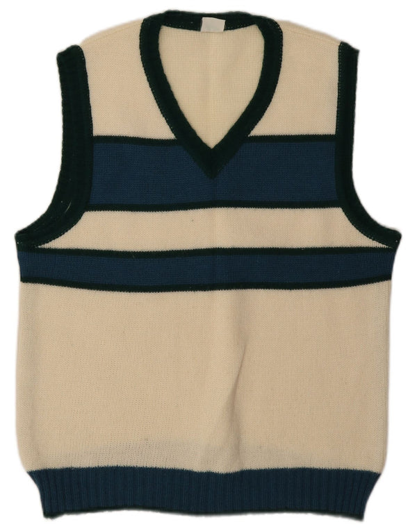 Vintage Damen Weste Tank Top IT 48 XL Weiß Farbblock