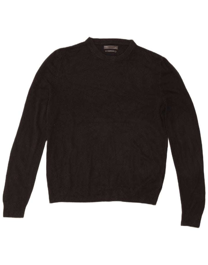 Marks & Spencer Herren-Pullover mit Rundhalsausschnitt, groß, aus schwarzem Acryl