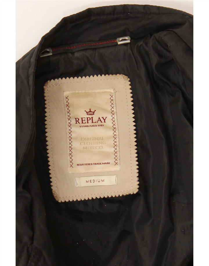 Replay Damen Crop Bikerjacke UK 12 Medium Schwarz