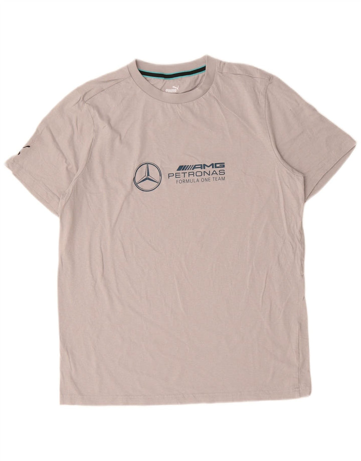 Puma Herren Grafik-T-Shirt-Oberteil aus mittelgrauer Baumwolle