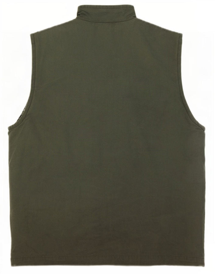Vintage Herren Utility Gilet UK 38 Medium Khaki Baumwolle