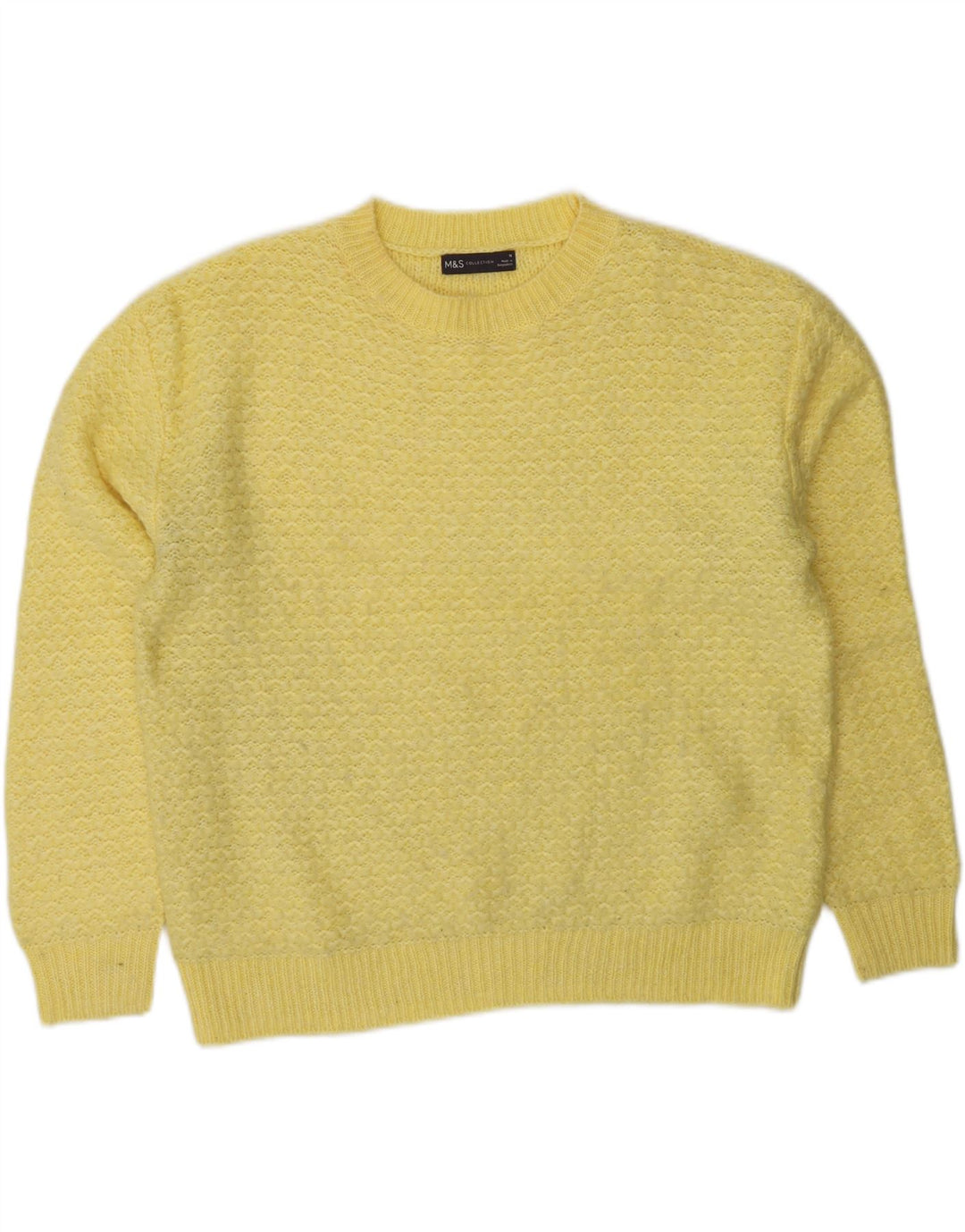 Marks & Spencer Damen-Pullover mit Rundhalsausschnitt, UK 14, mittelgelbes Acryl