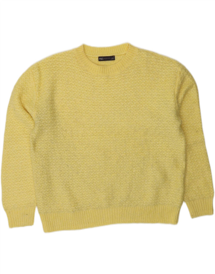 Marks & Spencer Damen-Pullover mit Rundhalsausschnitt, UK 14, mittelgelbes Acryl