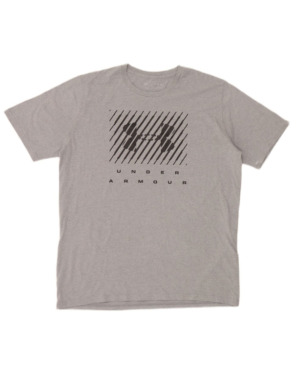 Under Armour Herren Heat Gear Graphic T-Shirt Top XL Grau Baumwolle