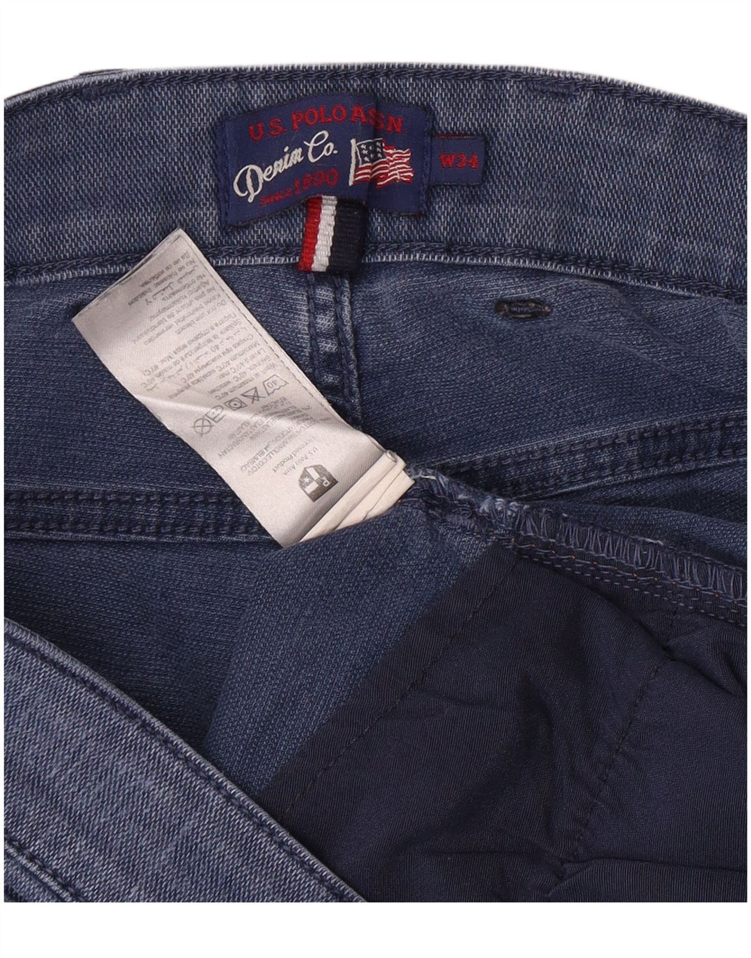 US POLO ASSN. Herren Slim Jeans W34 L31 Marineblaue Baumwolle