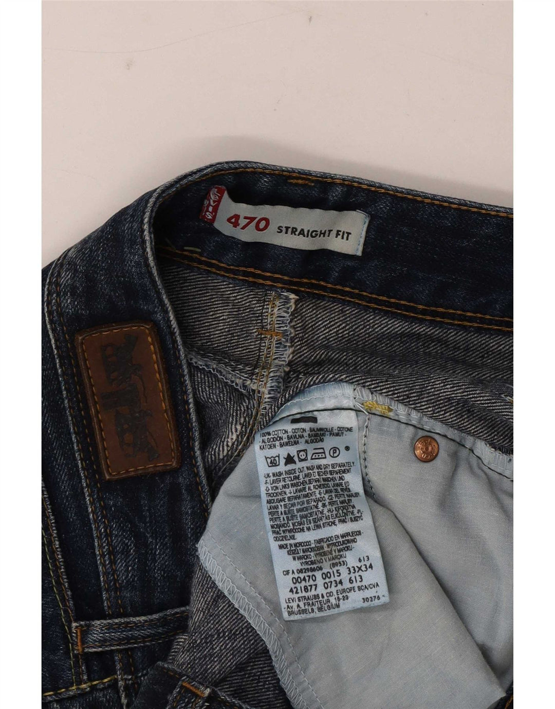 Levi's Damen 470 Straight Jeans W33 L34 Marineblaue Baumwolle