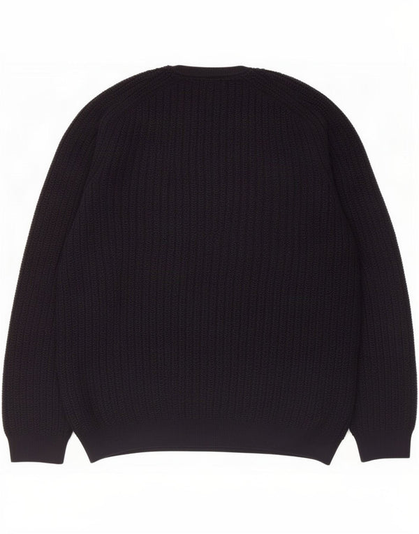 Massimo Dutti Damen-Pullover mit Rundhalsausschnitt, UK 16, Größe L, Marineblau, Baumwolle