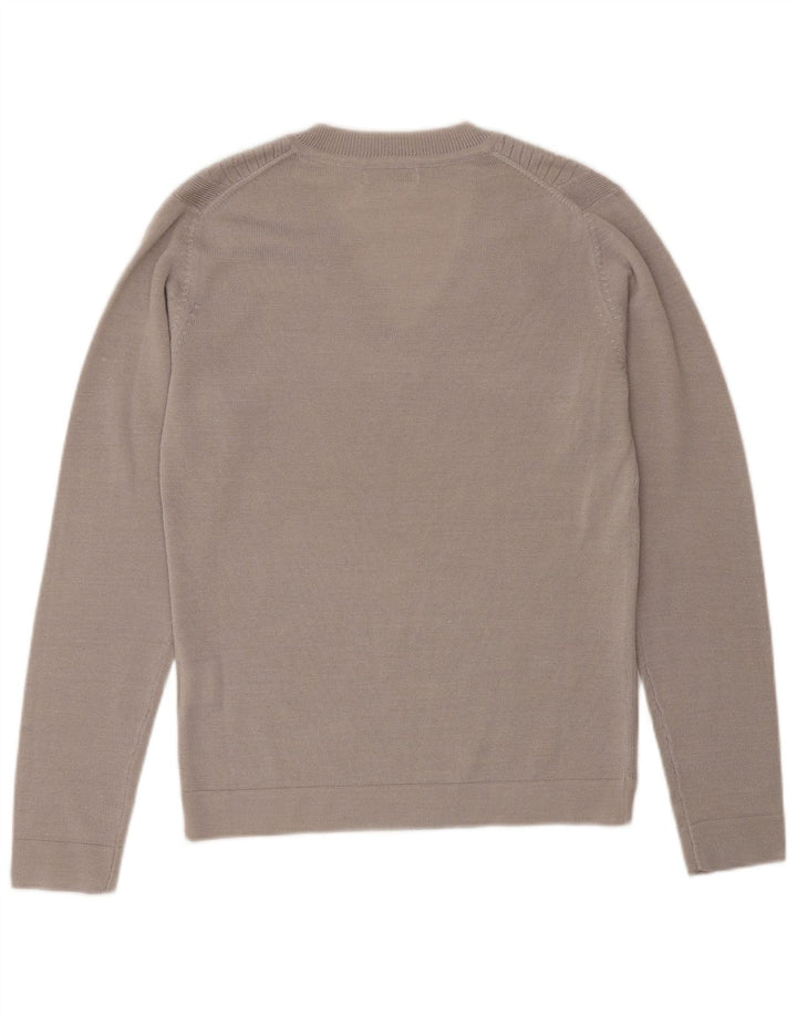 CALVIN KLEIN Damen Golf-Pullover mit V-Ausschnitt, Gr. 10, kleine beige Wolle