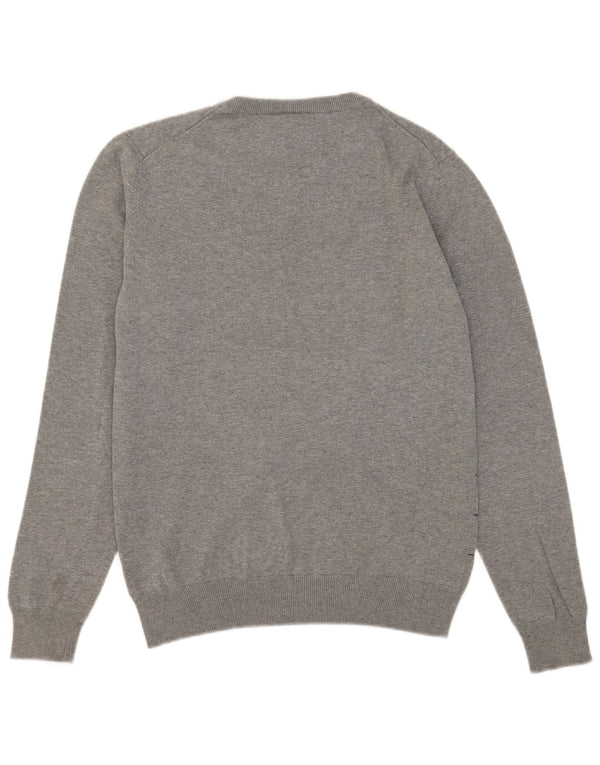 Puma Herren-Pullover mit Rundhalsausschnitt, mittelgrau gestreift