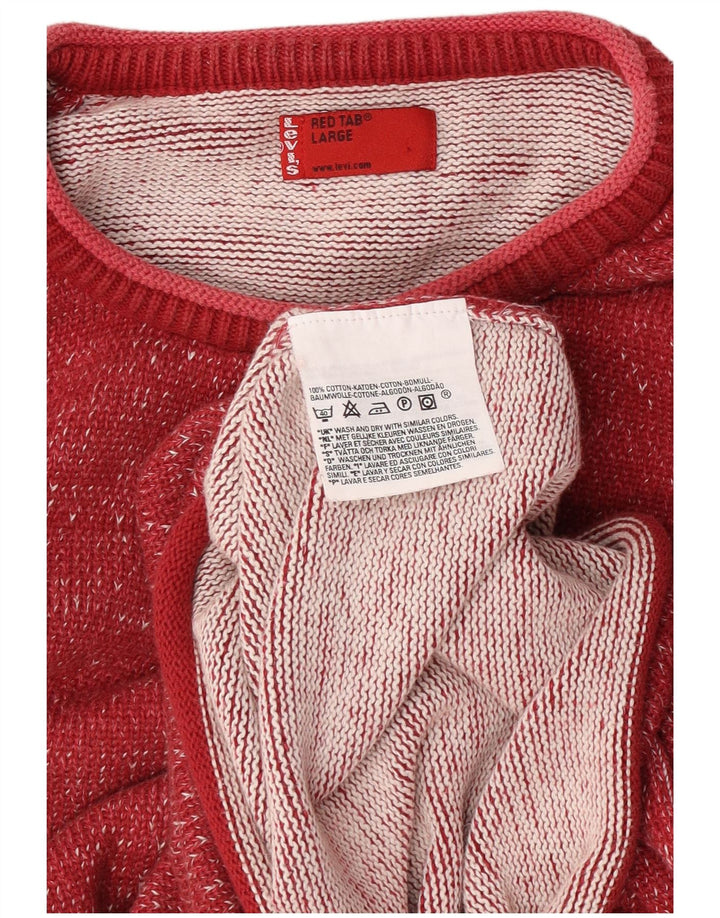 Levi's Herren-Pullover mit Rundhalsausschnitt, groß, rot gefleckte Baumwolle