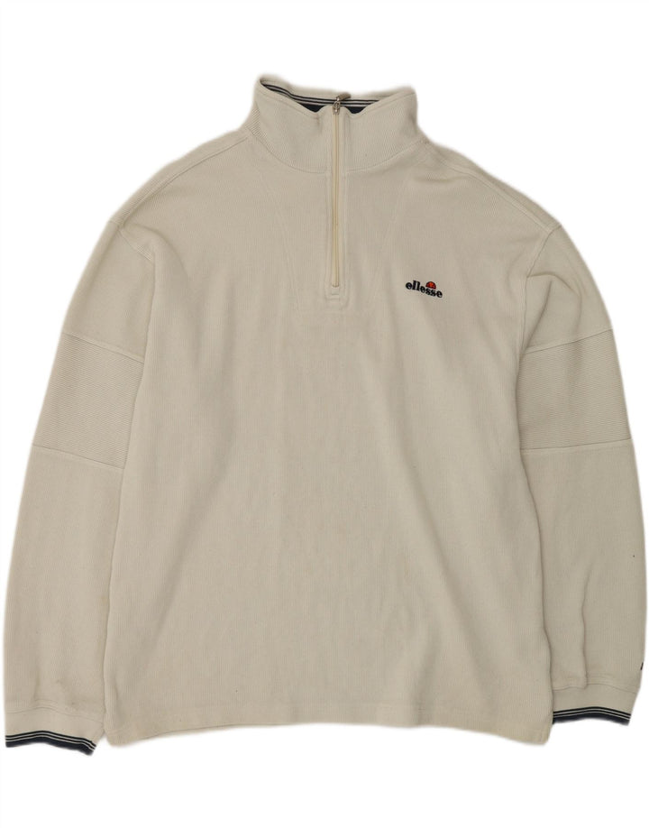 ELLESSE Herren-Sweatshirt mit Reißverschluss am Hals, XL, graue Baumwolle