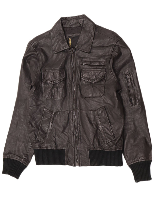 Jack & Jones Herren Lederjacke UK 36 Small Schwarz