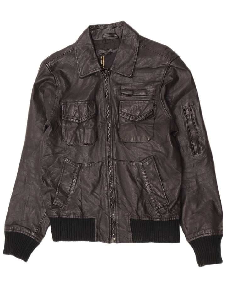 Jack & Jones Herren Lederjacke UK 36 Small Schwarz