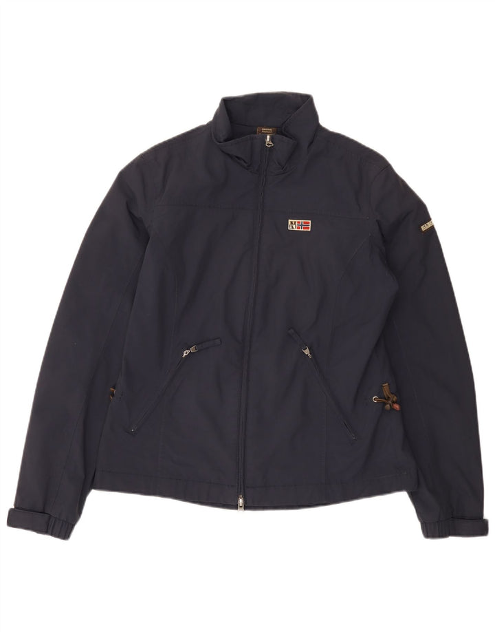 Napapijri Damen Regenjacke UK 12 Medium Marineblau Polyamid