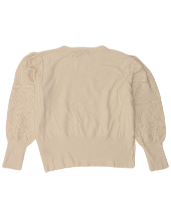 Marks & Spencer Damen Crop Pullover mit Rundhalsausschnitt, UK 16, Größe L, gebrochenes Weiß