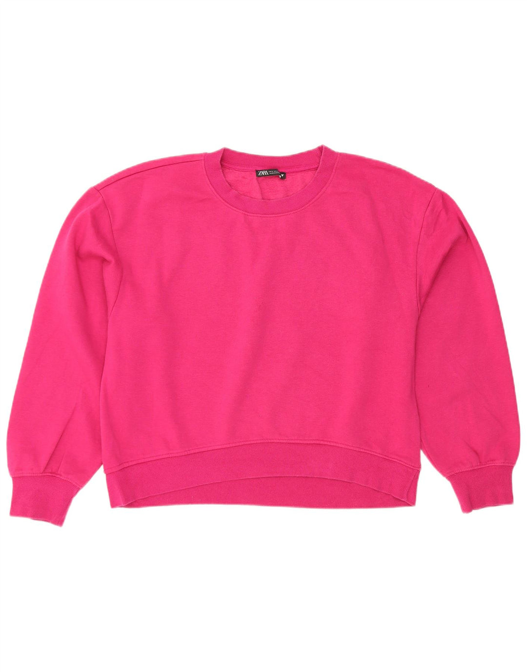 Zara Damen Crop Sweatshirt Pullover UK 16 Large Pink