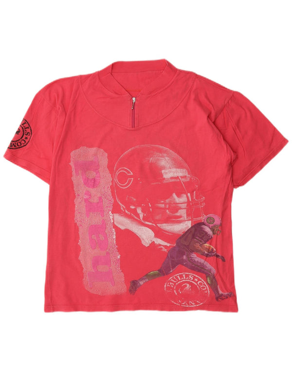 Vintage Damen-T-Shirt mit Reißverschluss, Grafik, Gr. 40, Größe L, Rosa