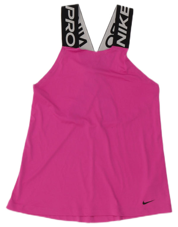 Nike Damen Dri Fit Grafik-Weste-Oberteil UK 10 Small Pink Colourblock Polyester
