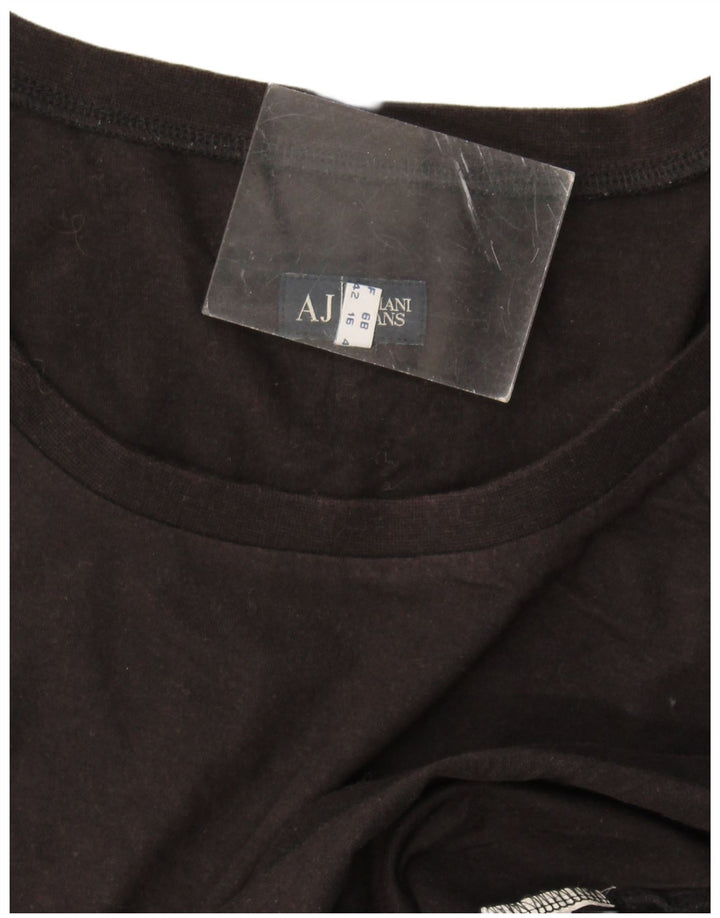 Armani Jeans Damen Graphic Top Langarm UK 16 Large Schwarz